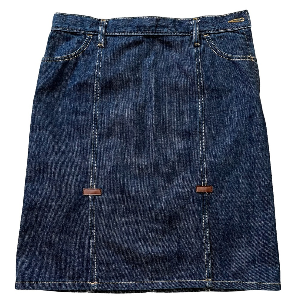 GAP Dark Blue Denim Skirt with Leatherette Detail 2